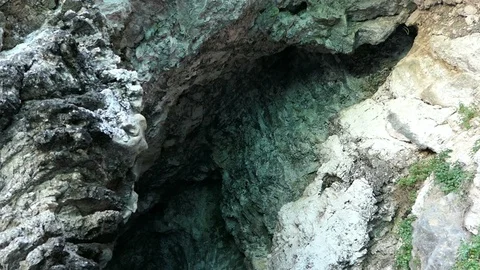 View inside the grotto of Rovinia Beach at Paradise beach area at Corfu Islan 스톡 동영상 91380572