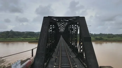View of inside Guillemard Bridge in Kelantan Stock Footage 148310563