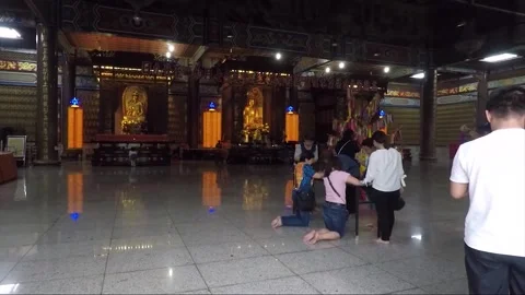 View Inside, Hall of Bodhisattvas, Kek Lok Si Buddhist Temple, Penang, Malaysia Stock Footage 296341861