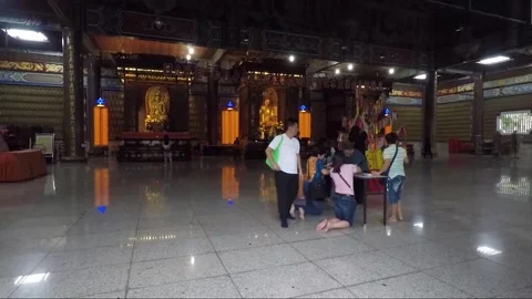 View Inside, Hall of Bodhisattvas, Kek Lok Si Buddhist Temple, Penang, Malaysia Stock Footage 296341904