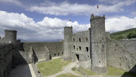 View from inside Harlech Castle Video stock 327329746