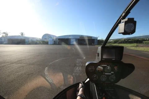 View from the inside of the helicopter runway Stock Photos