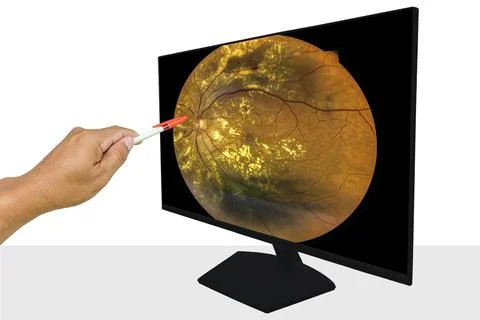 View inside human eye disorders showing retina, optic nerve and macula Severe Stock Photos