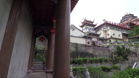 View Inside Kek Lok Si Buddhist Temple Courtyard, George Town, Penang, Malaysia Stock Footage 296381597