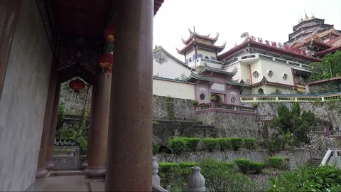 View Inside Kek Lok Si Buddhist Temple Courtyard, George Town, Penang, Malaysia Stock Footage 296382031