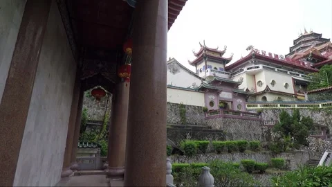 View Inside Kek Lok Si Buddhist Temple Courtyard, George Town, Penang, Malaysia Stock Footage 296382134