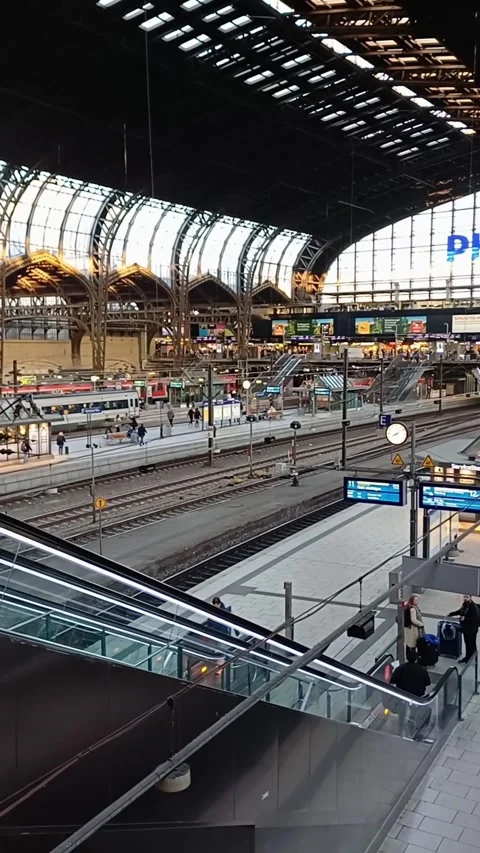 View inside main train station in Hamburg. Stock Footage 247152471