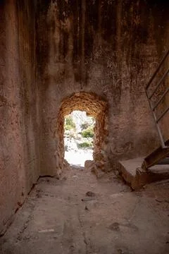 View from inside a medieval stone tower in Vila Velha de Ródão, Portugal Stock Photos