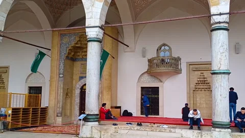 View inside mosque courtyard  at Bascarsija in Sarajevo. Видео 246825608