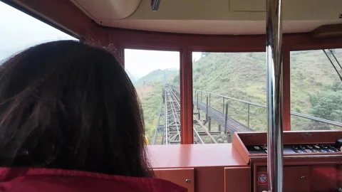 View inside mountain train going up Fanispan mountain Stock Footage 295086652