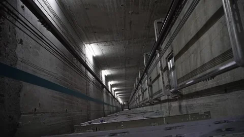 View from inside a newly built concrete shaft lifts Stock Footage 232204394