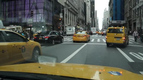View from inside an NYC Taxi Stock Footage 56839865