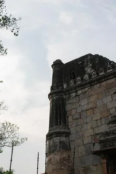 The view of inside of an old Indian monument Stock Photos
