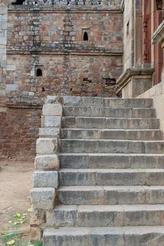 The view of inside of an old Indian monument Stock Photos