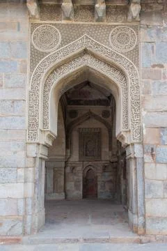 The view of inside of an old Indian monument Stock Photos