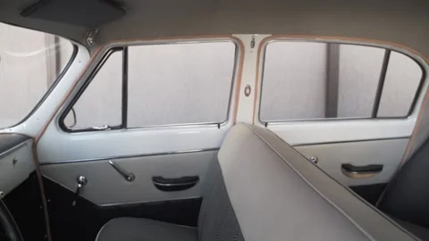 View from inside the old retro Volga Gaz 21 car, Soviet times. Stock Footage 179069953