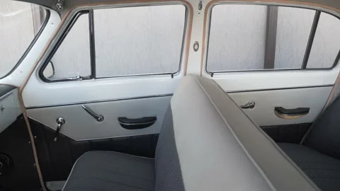 View from inside the old retro Volga Gaz 21 car, Soviet times. Stock Footage 179069980