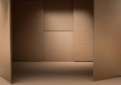View Inside Open Cardboard Box for Moving Foto stock