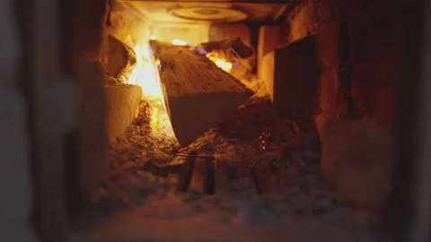 View inside the oven with burning firewood Stock-Footage 231708928