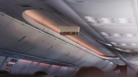 View inside a passenger plane during a normal flight Stock Photos