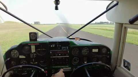 View from inside a Piper aircraft as it taxis Stock Footage 161826187
