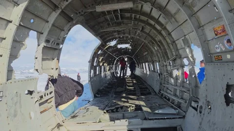 View inside plane wreckage Stock Footage 332142638