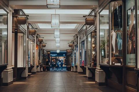 View inside Princes Arcade in St James, London, UK. Stock Photos