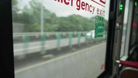 View from inside public bus in Taipei, Taiwan Stock-Footage 297508587