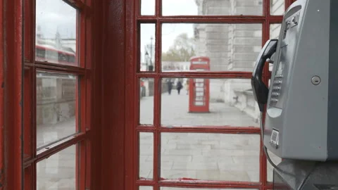 A view from inside the red telephone booth. Stock Footage 154210596