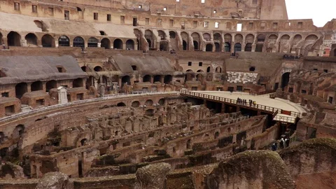 View inside the Roman Coliseum. The most visited place in Rome and Italy Stock Footage 97210031