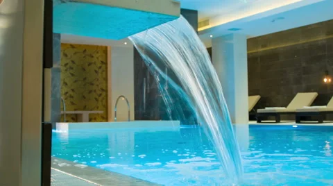 View inside the room with a swimming pool Stock Footage 48509711