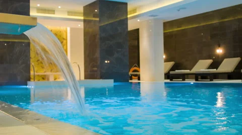 View inside the room with a swimming pool Stock Footage 48511121