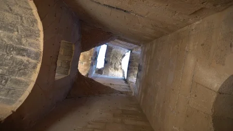 View inside the ruins of the Amphitheater. The camera is spinning from the Stock-Footage 120308883