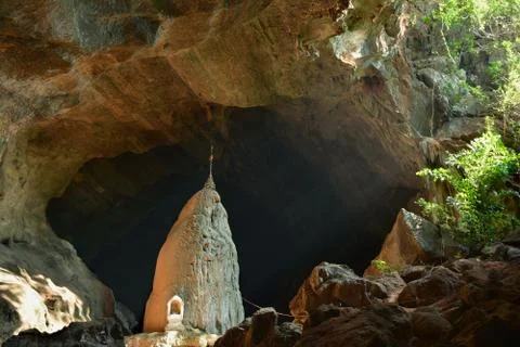 View inside sacred Sadan Sin Min Cave in Hpa-An, Myanmar. Stock Photos