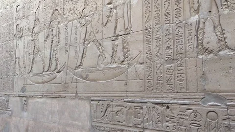 View of Inside sanctuary at centre of temple of Edfu. Stock Footage 78154452
