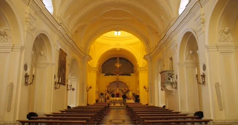 View Inside Santa Sofia Catholic Church In Anacapri, Capri, Italy - tilt up Stock Footage 242225338