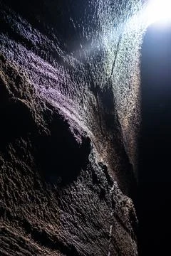 View from inside of Serracozzo volcanic cave on mount Etna, Italy Stock Photos
