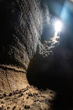 View from inside of Serracozzo volcanic cave on mount Etna, Italy Stock Photos