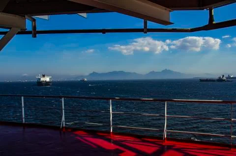 View from inside a ship. Rio de Janeiro city, Brazil. 스톡 사진
