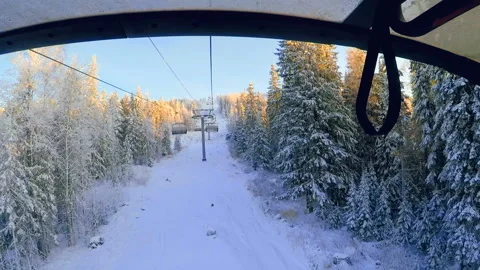 View from inside of ski lift Video stock 130854793