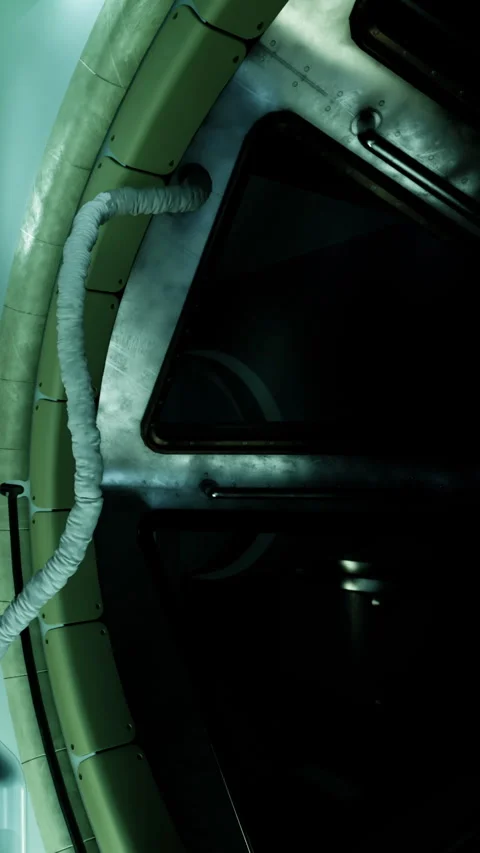 View inside a space capsule showing equipment and structures Stock Footage 337971676
