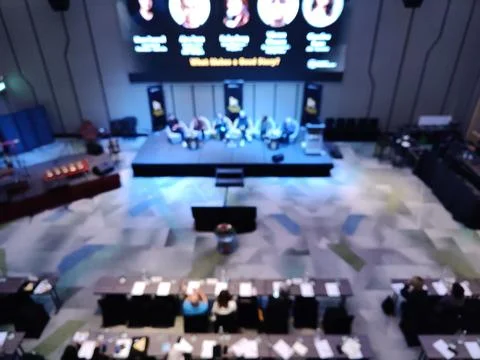 The view inside the spacious and exclusive seminar room Stock Photos