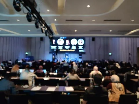 The view inside the spacious and exclusive seminar room Stock-Fotos