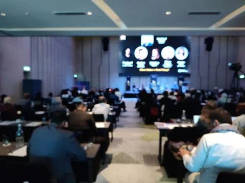 The view inside the spacious and exclusive seminar room Foto stock
