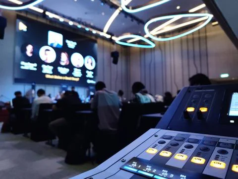 The view inside the spacious and exclusive seminar room Stock Photos