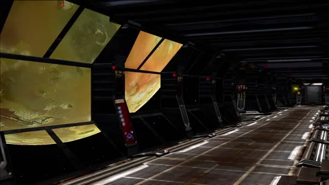 View inside starship approaching to a exoplanet. Stock Footage 142403241