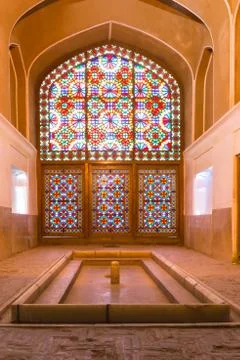 View inside the structure under the windcatcher of Dowlat Abad Garden Stock Photos