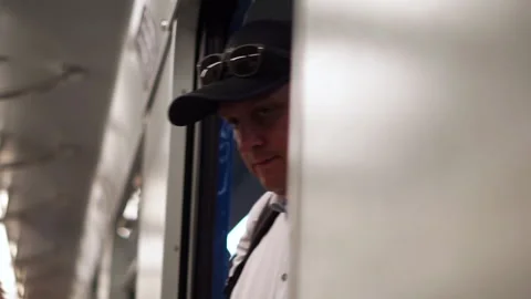 View inside the subway car doors closing. Traveling by the subway Stock-Footage 204788229