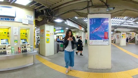 View inside the subway station in Osaka Japan Видео 129279237