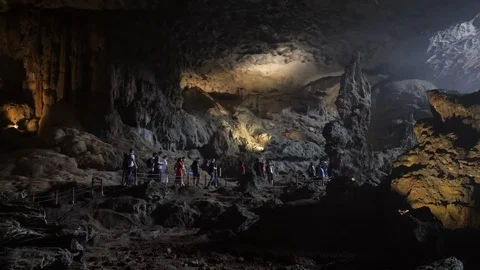 View from inside of Sung sot or Surprise cave in Ha long Bay in Vietnam Stock Footage 110743657